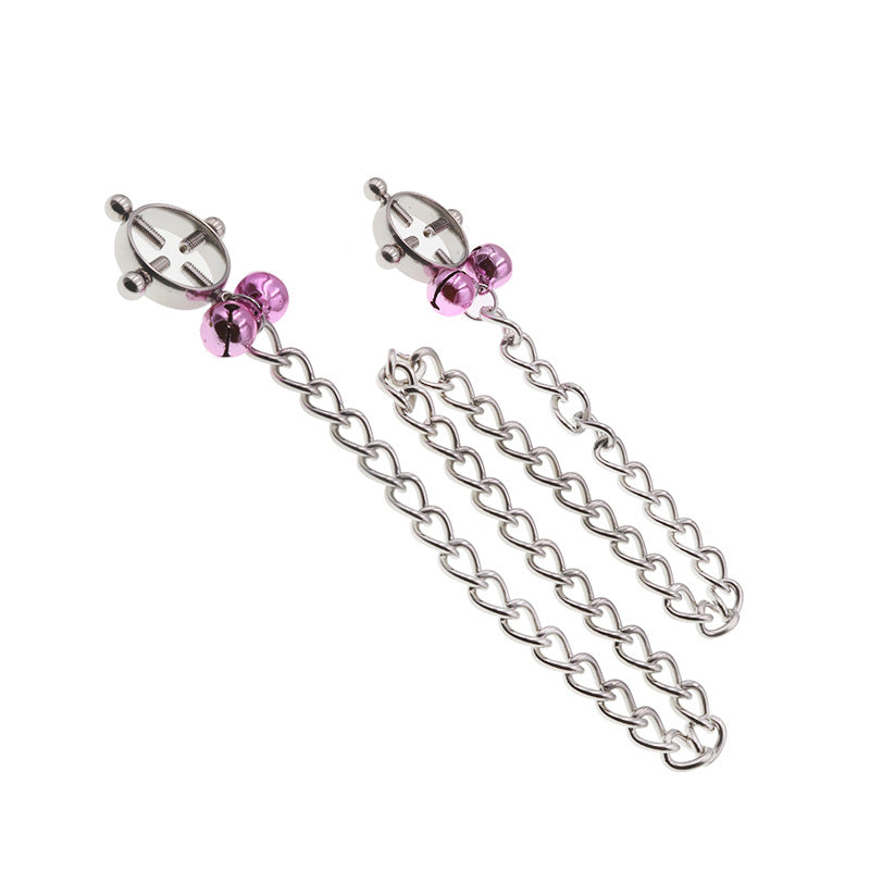 BDSM Chain Nipple Clamps Clip with Bell - image 0