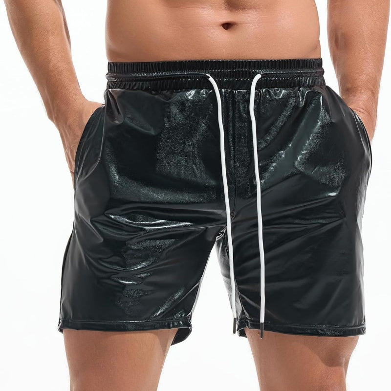Men's Metallic 5" Holographic Rave Shorts with Drawstring - Black - 2XL - image 3