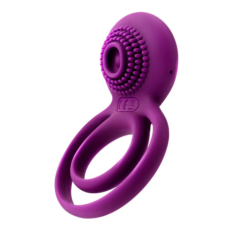 TAMMY Silicone Vibrating Double Cock Ring - Purple - image 0