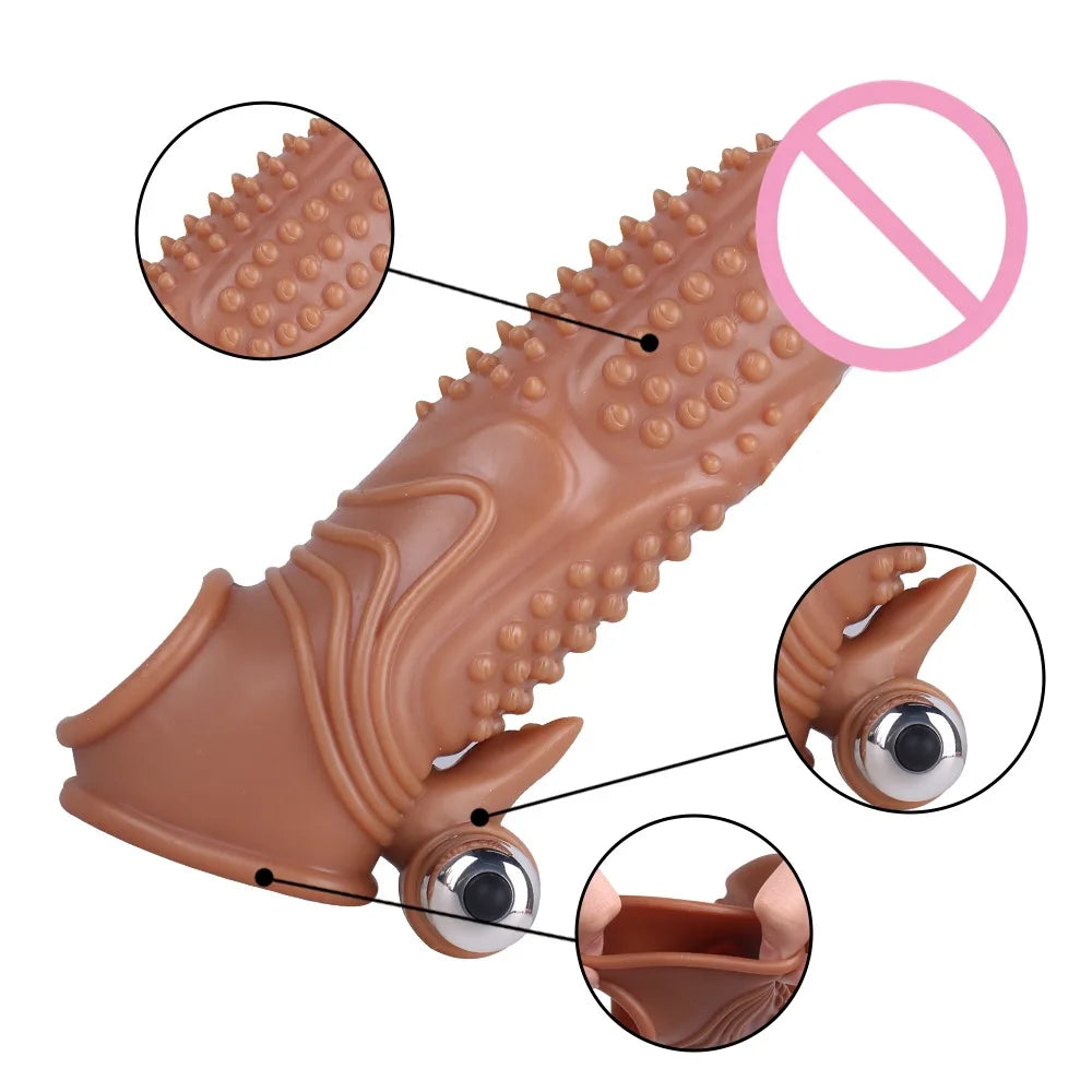 Realistic Penis Sleeve Extender with Vibrator  - image 1