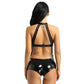 Women's One-Piece Wet Look Faux Leather Lingerie / Mesh Splice Zipper Crotch Bodysuit - image 1