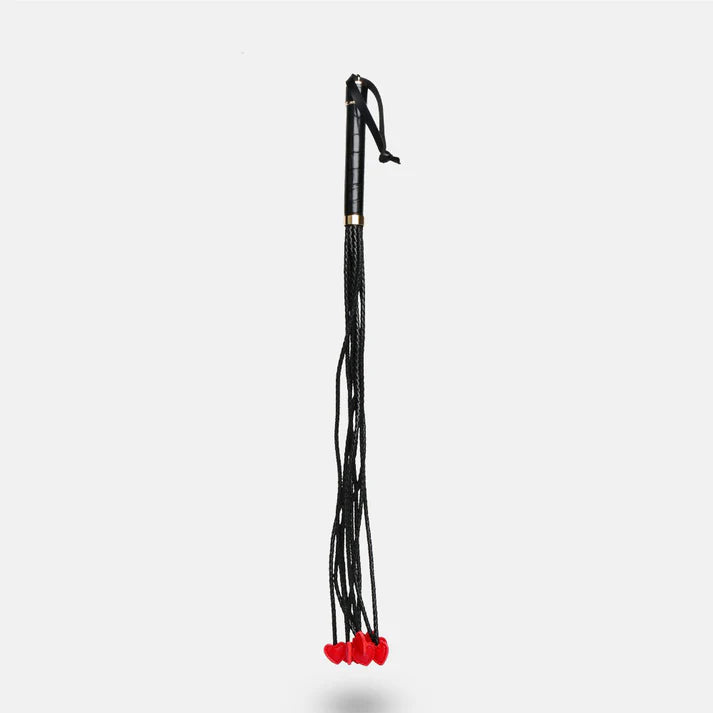 8-Tail Vegan Leather Whip with Red Heart Tips - image 4