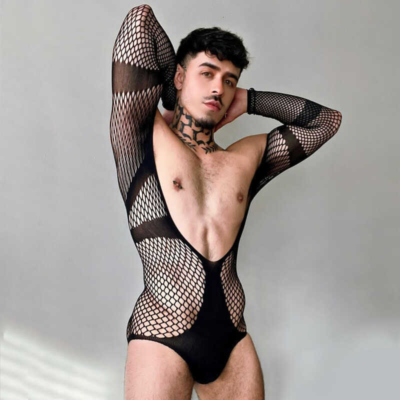 Mesh Bodysuit Men Transparent Underwear Sexy Erotic - image 0