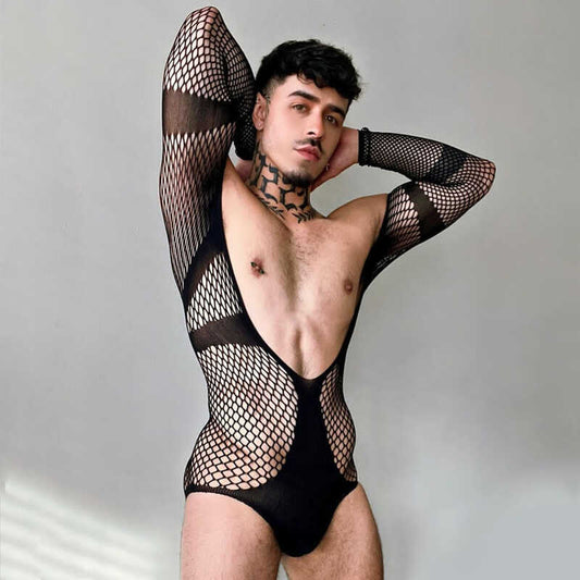 Mesh Bodysuit Men Transparent Underwear Sexy Erotic - image 0
