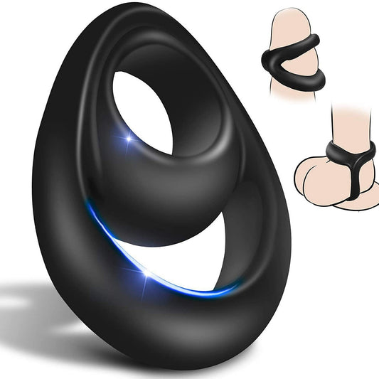 Double Cock Ring for Men – Stretchy Silicone Erection Enhancer & Delay Ejaculation Support - image 0