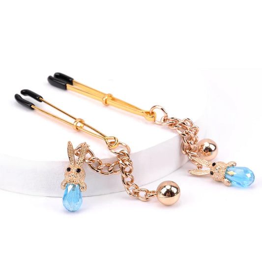 Sexy Crystal Bunny Nipple Clamps - Champagne - image 0