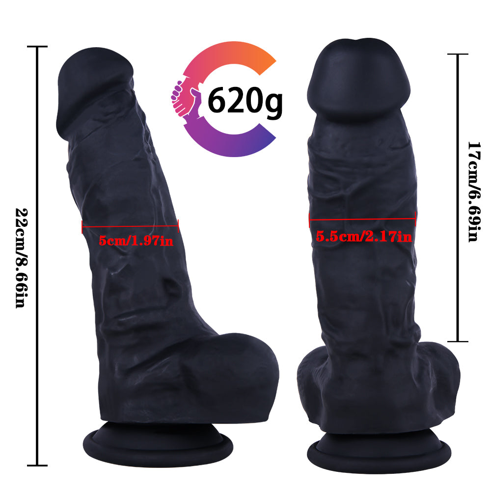 Realistic Veined Silicone Dildo - Black L - image 13