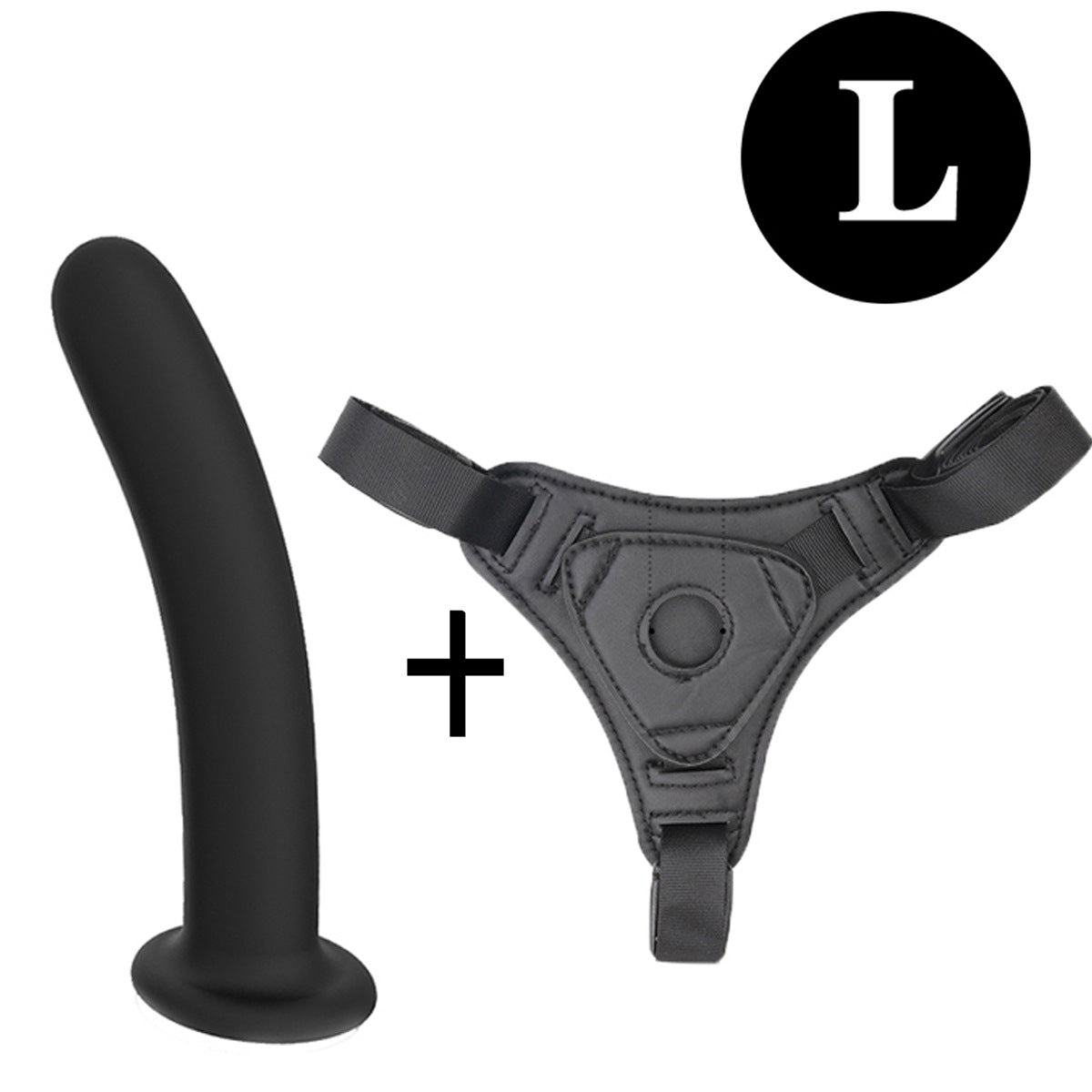 Silicone Strap-on Dildo - Black - L - image 8
