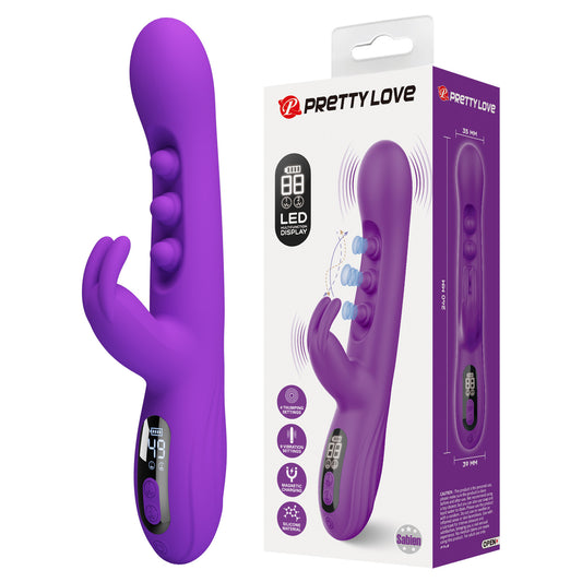 Dual Stimulation Rabbit Vibrator with LED Display - Purple - image 2