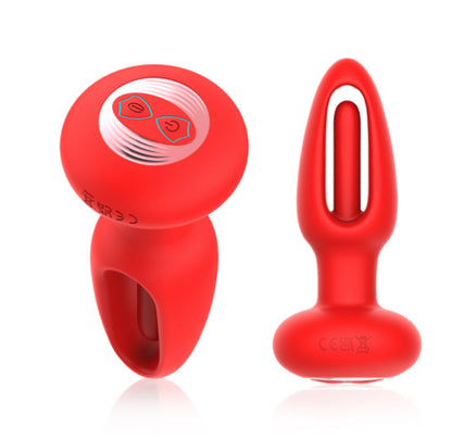 Vibrating Hollow Butt Plug - Red - image 4