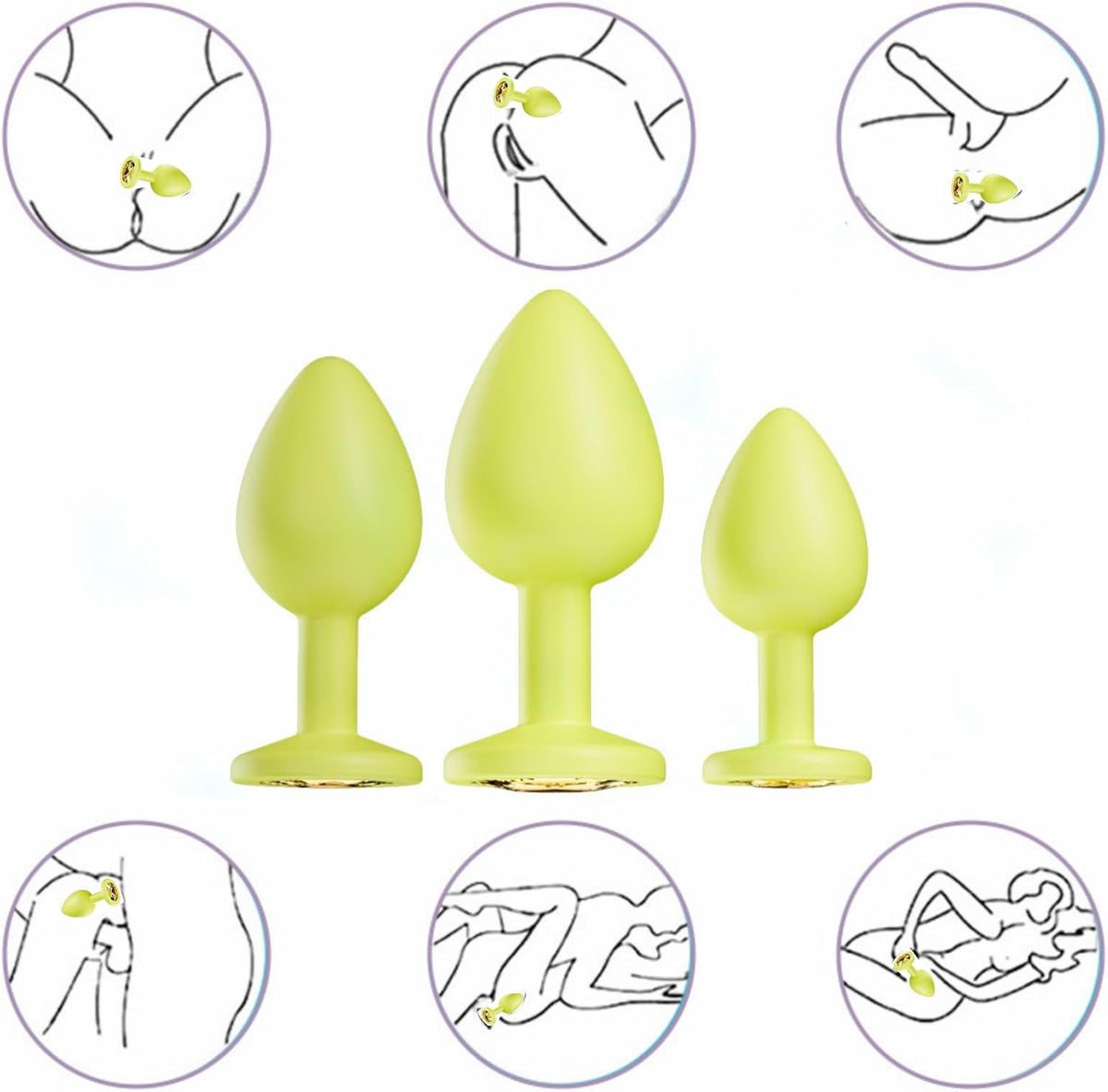 Crystal Diamond Anal Butt Plugs 3 Set - image 12