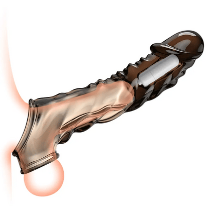 Reusable Vibrator Penis Sleeve With Cock Ring - 3.6 Inch - Black - image 0