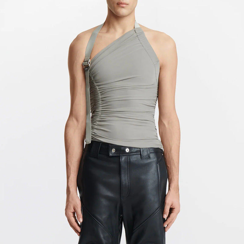 Men's Knit Halter Tank Top - Grey - XXL - image 3