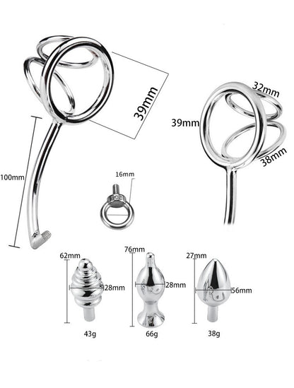 Penis Ring + Butt Plugs Set - B - 39mm Ring + 3 Butt Plugs - image 3