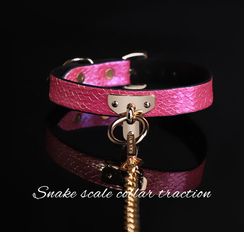 Snake Skin Texture Collar & Leash Set - image 0