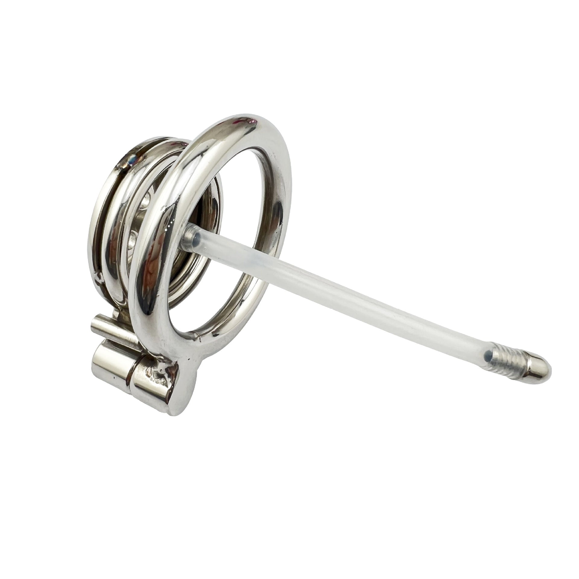 Tiny Metal Chastity Device 0.62 Inches Long - 50mm ring with silicone catheter (190mm) - image 5