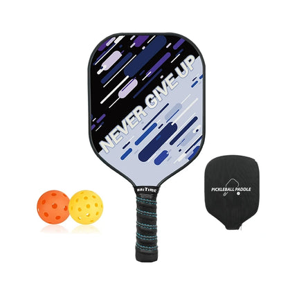 Never Give Up Pickleball Paddle with Balls & Cover - Made of Honeycomb Double-sided Glass and Carbon Fibre