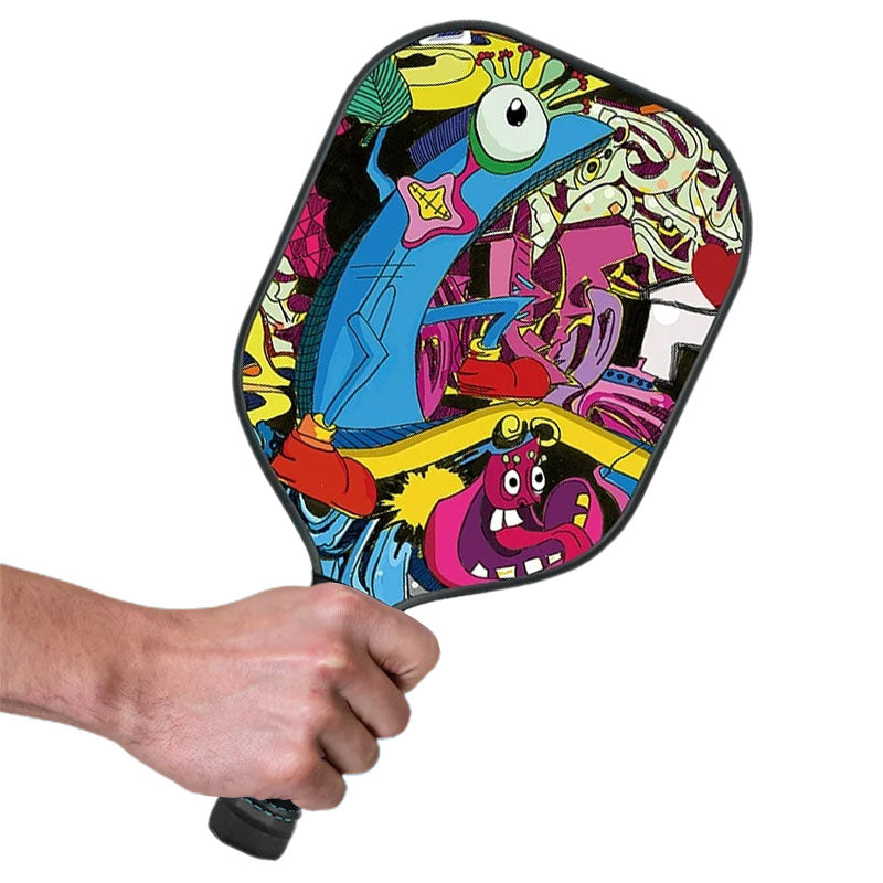 Graffti Pickleball Paddle with Balls & Cover - Made of Honeycomb Double-sided Fiberglass and Graphite Composite