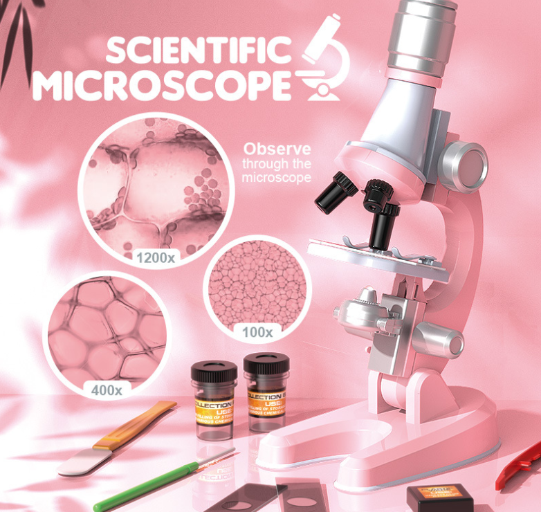 Kid's Microscope Educational Toy for Child with 12 Sample Glass Slide
