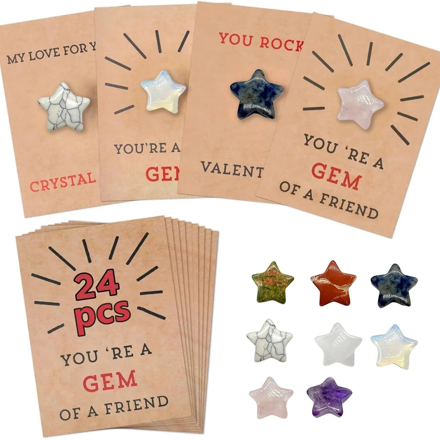 24PCs Stone Cards with Heart-Shape -Gifts for Kids